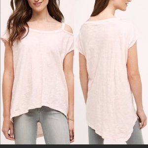 ANTHRO Left of Center Pink Asymmetrical Top-Sm